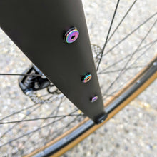 Load image into Gallery viewer, Purple Ultra-Low Profile Titanium Bottle Cage Bolts
